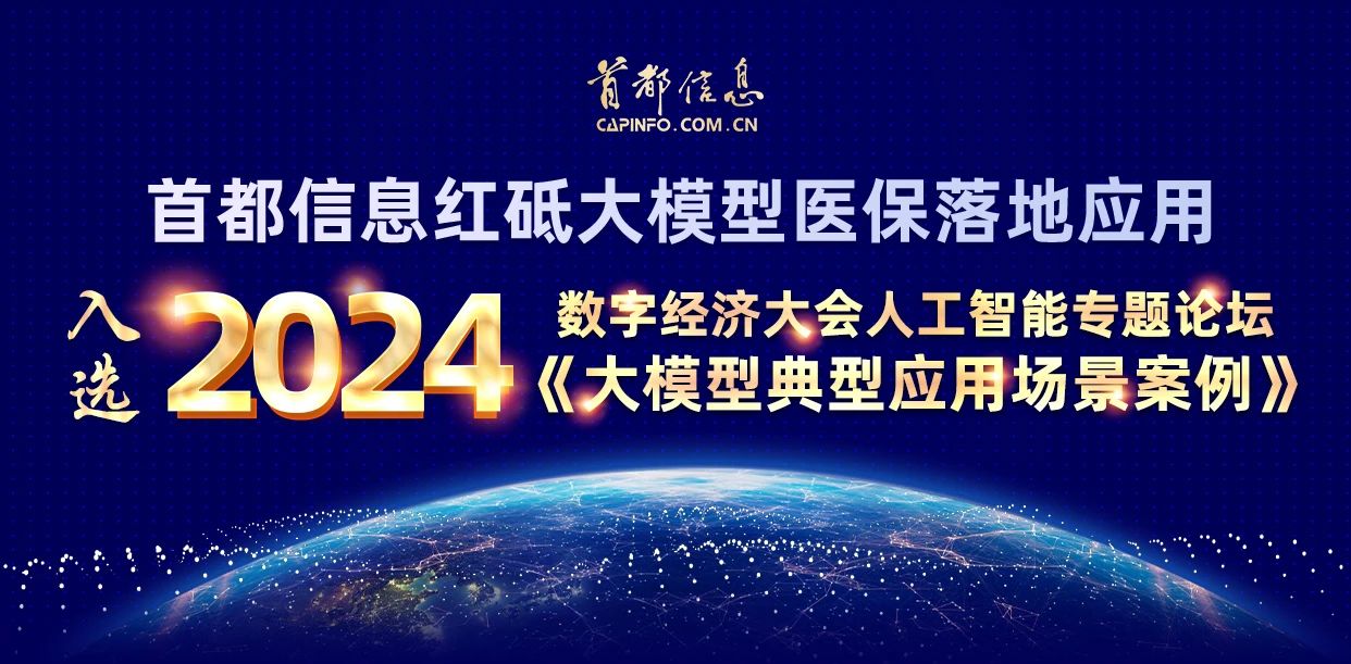 首都信息红砥大模型医保落地应用入选2024数字经济大会人工智能专题论坛《大模型典型应用场景案例》